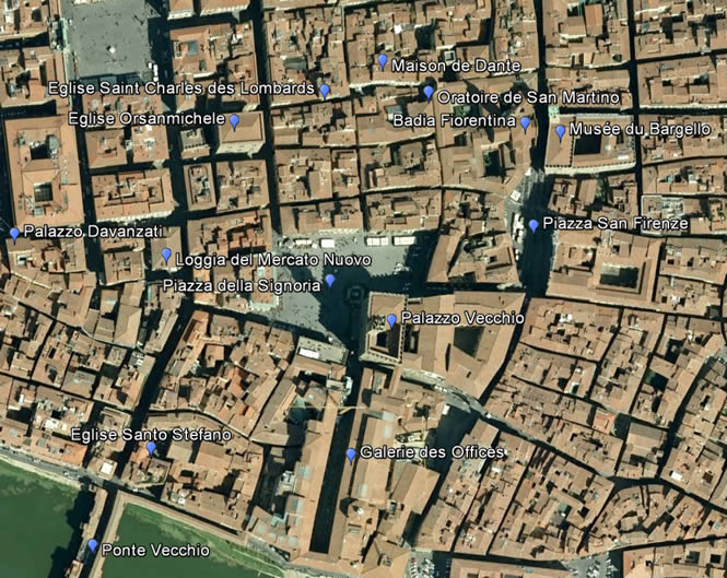 Carte du centre de Florence au Dus du Duomo